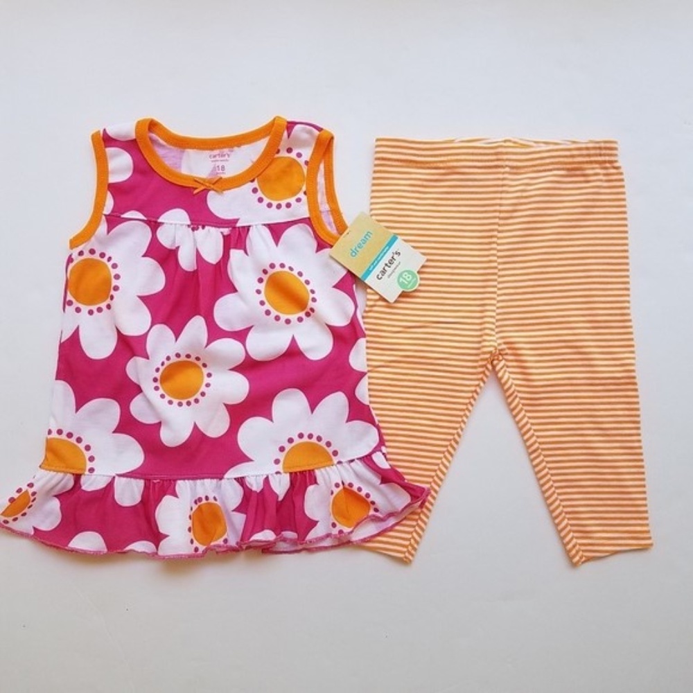 Carter's Baby Girls Legging Pajama Set Sleepwear PJ Lot Size 18 Months New - Picture 5 of 7